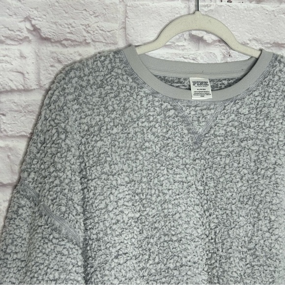 Victoria’s Secret PINK Gray Faux Sherpa Sweatshirt - Picture 8 of 13